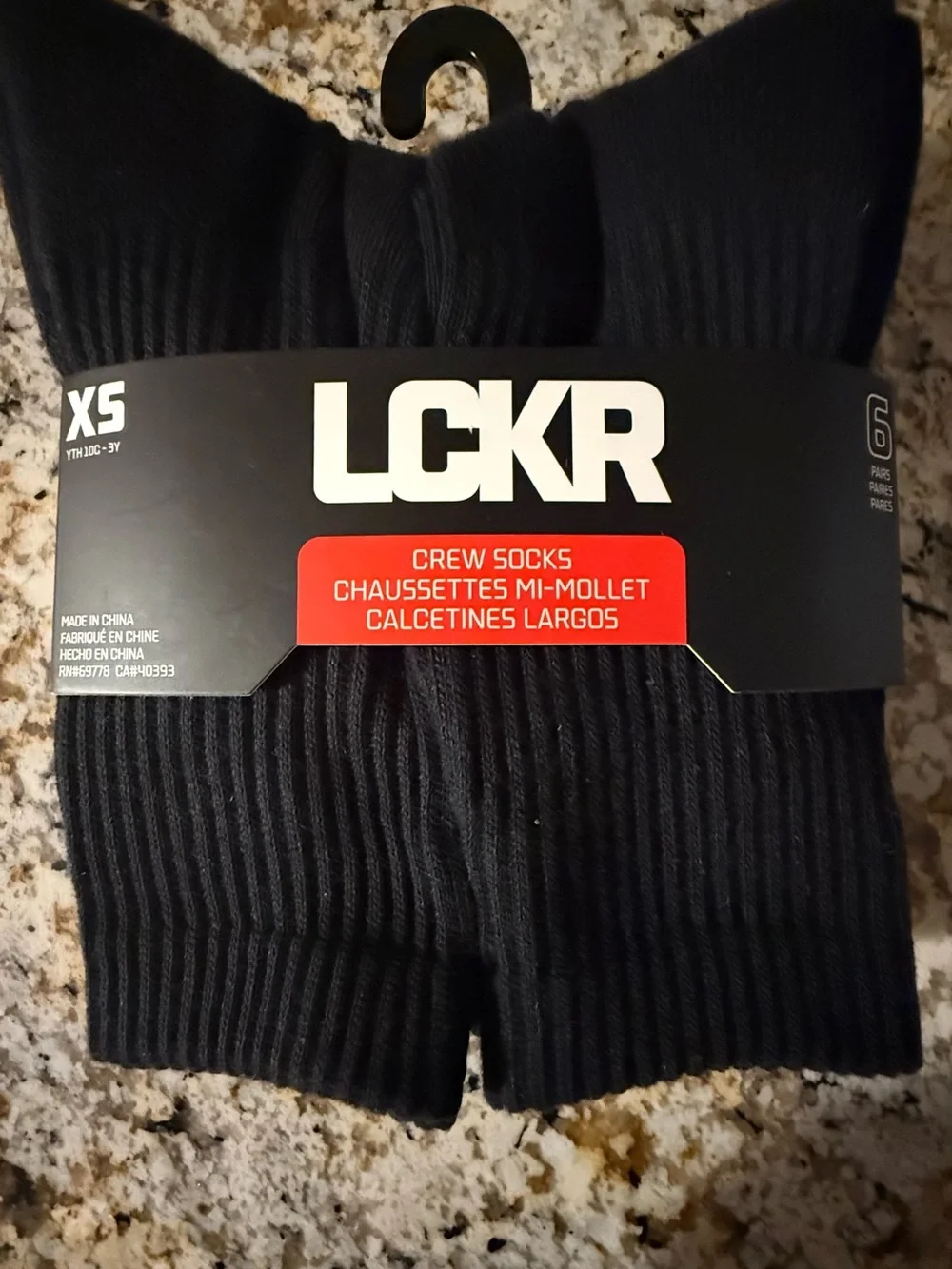 LCKR Kids Black Crew Socks - Pack of 6